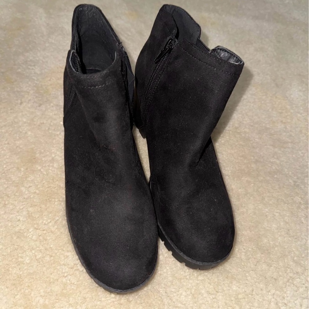 Black Suede Ankle Booties Soda brand